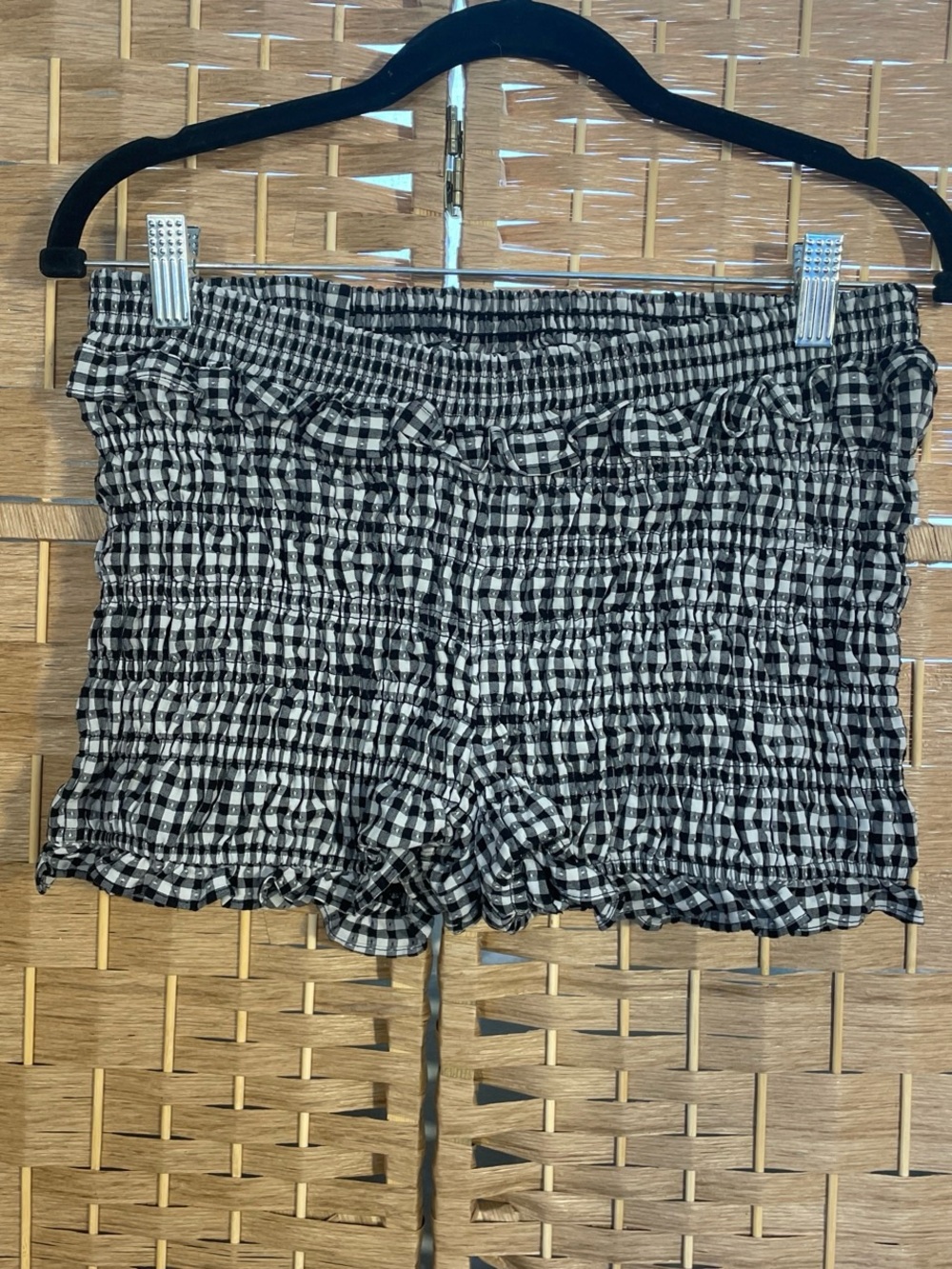 Black & White Gingham Smocked Princess Polly Women's Ruffle Petticoat Shorts